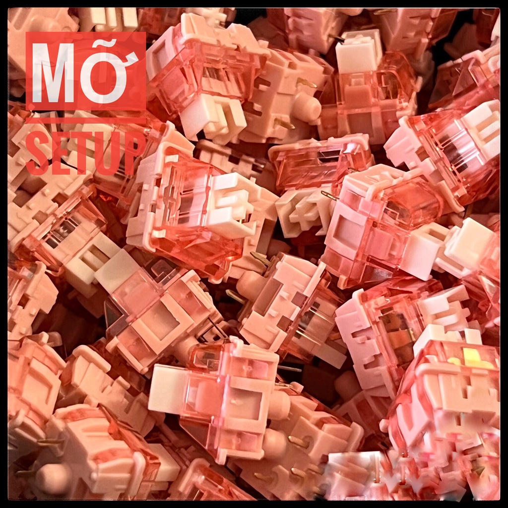Bộ 5 Công Tắc Bàn Phím cơ - Jelly Strawberry V2 - Linear 45gram phù hợp cho anh em thích Thock với Stem POM