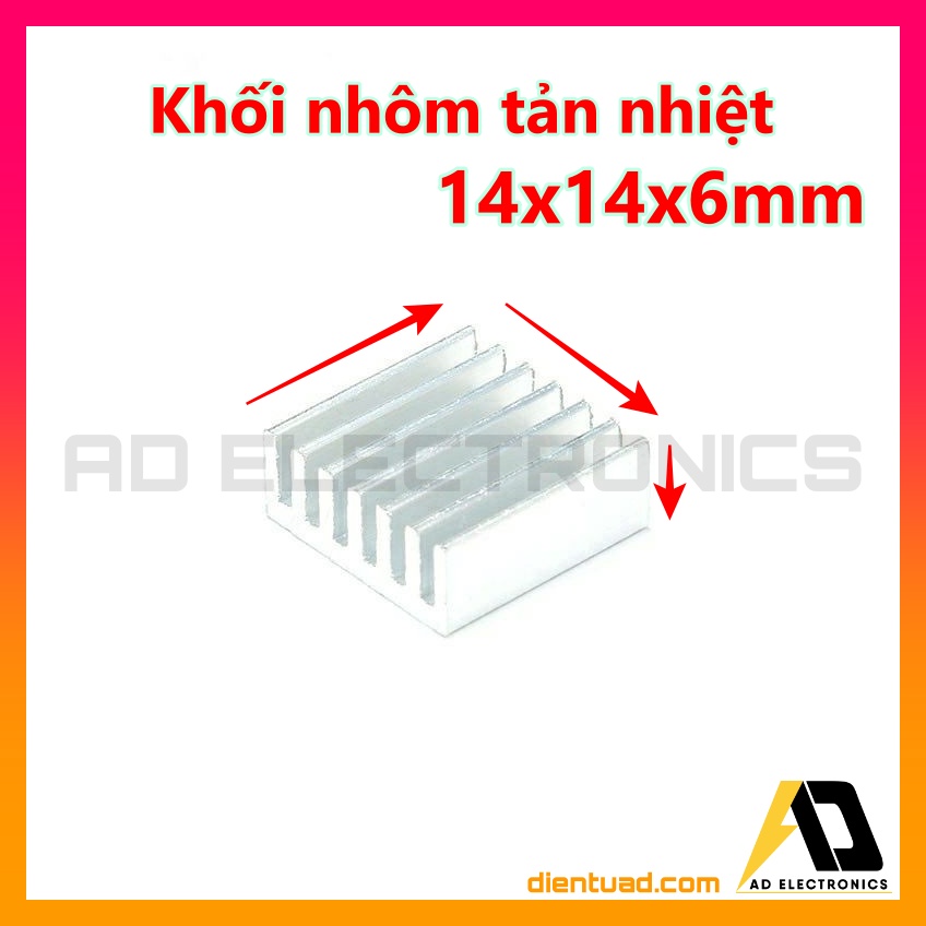 Khối Nhôm tản nhiệt IC, sò, CPU kích thước 14×14×6mm
