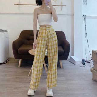 SIÊU SALE- quần thô nữ kẻ caro ống xuông -XMHPcap khóa