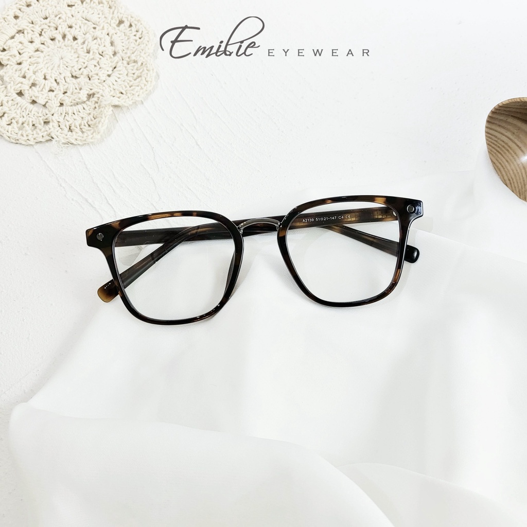 Gọng kính vuông nhựa cốt cao cấp unisex Kính mất Emilie phụ kiện thời trang 2139
