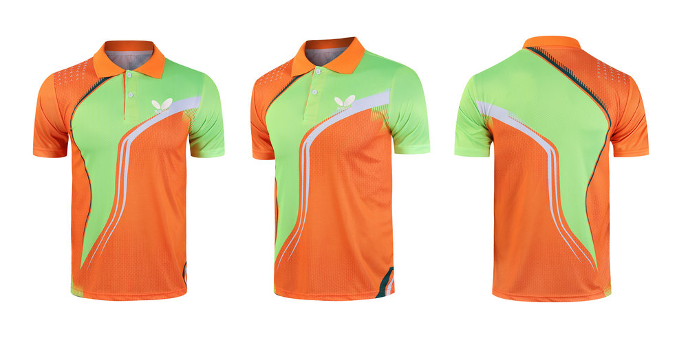 2021 New Butterfly Men and Women PingPong T-Shirt Orange Green Shirt Table Tennis Badminton Quick Dry Orange Green Shirt