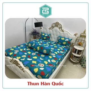 Bộ ga gối Thun Lạnh Hàn Quốc { 4 Món } họa tiết Bò Sữa ( 1 ga bọc + 2 vỏ gối nằm + 1 vỏ gối ôm )