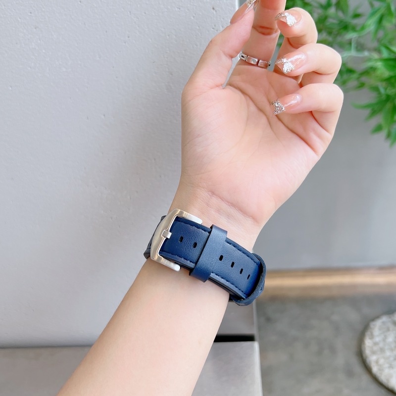 Dây Đeo Bằng Da Chất Lượng Cao Thoáng Khí 49mm 45MM 41MM 40MM 44MM 42MM 38MM Cho Galaxy Series ultra 8 7 6 SE 5 4 3 2 1
