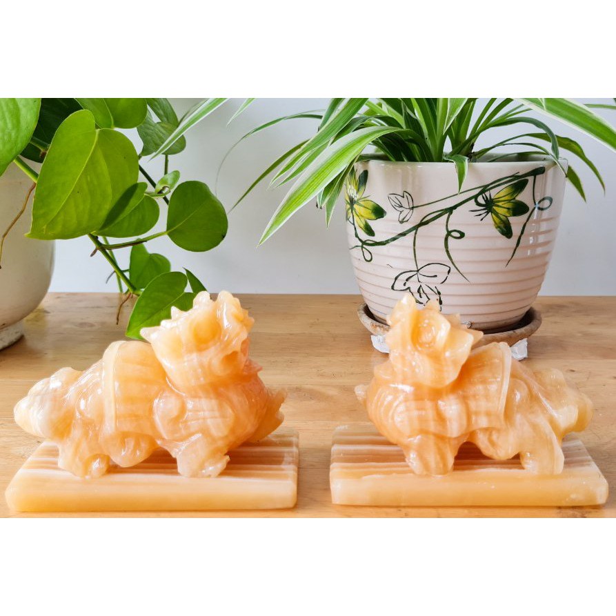 Cặp Tỳ hưu & combo tỳ hưu + bát tụ bảo đá ngọc hoàng long 10cm,đá nguyên khối