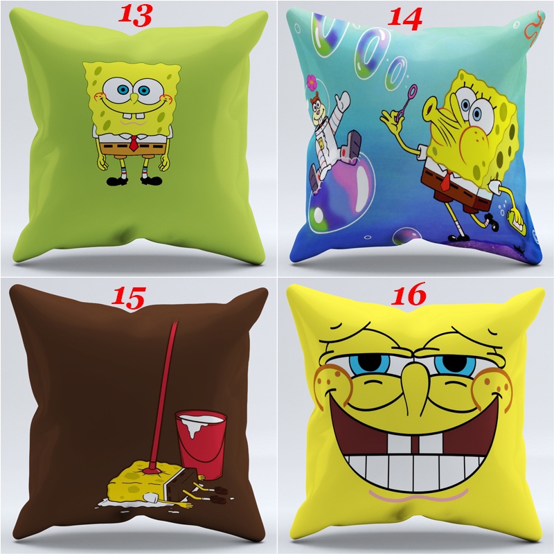 Vỏ Gối Hình Vuông In Hình Bọt Biển Chất Liệu Polyester