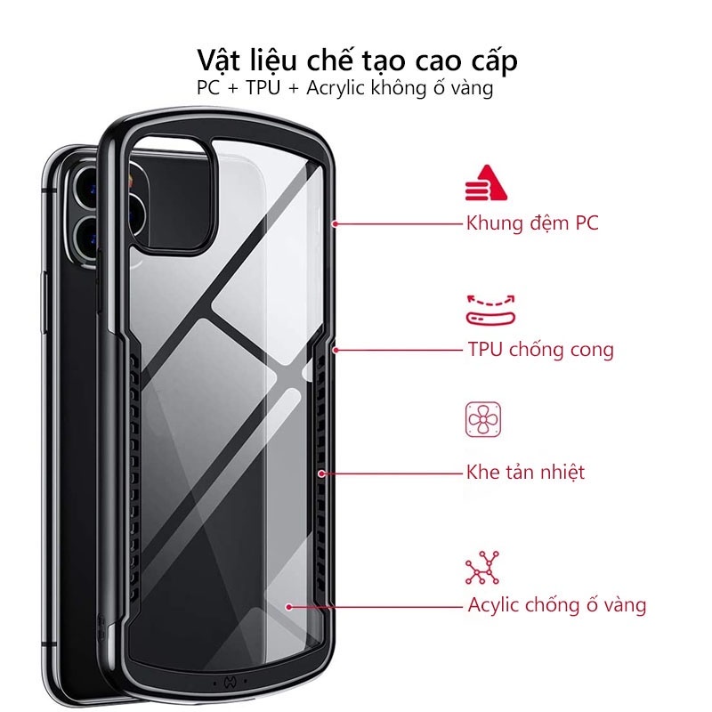 Ốp lưng XUNDD iPhone 12 / Mini / 12 Pro / Max, Viền TPU, Mặt lưng trong, Cạnh màu