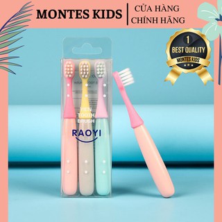 Set 3 bàn chải đánh răng cho bé, bàn chải đánh răng RAOYI xuất Nhật cho trẻ em Montes Kids