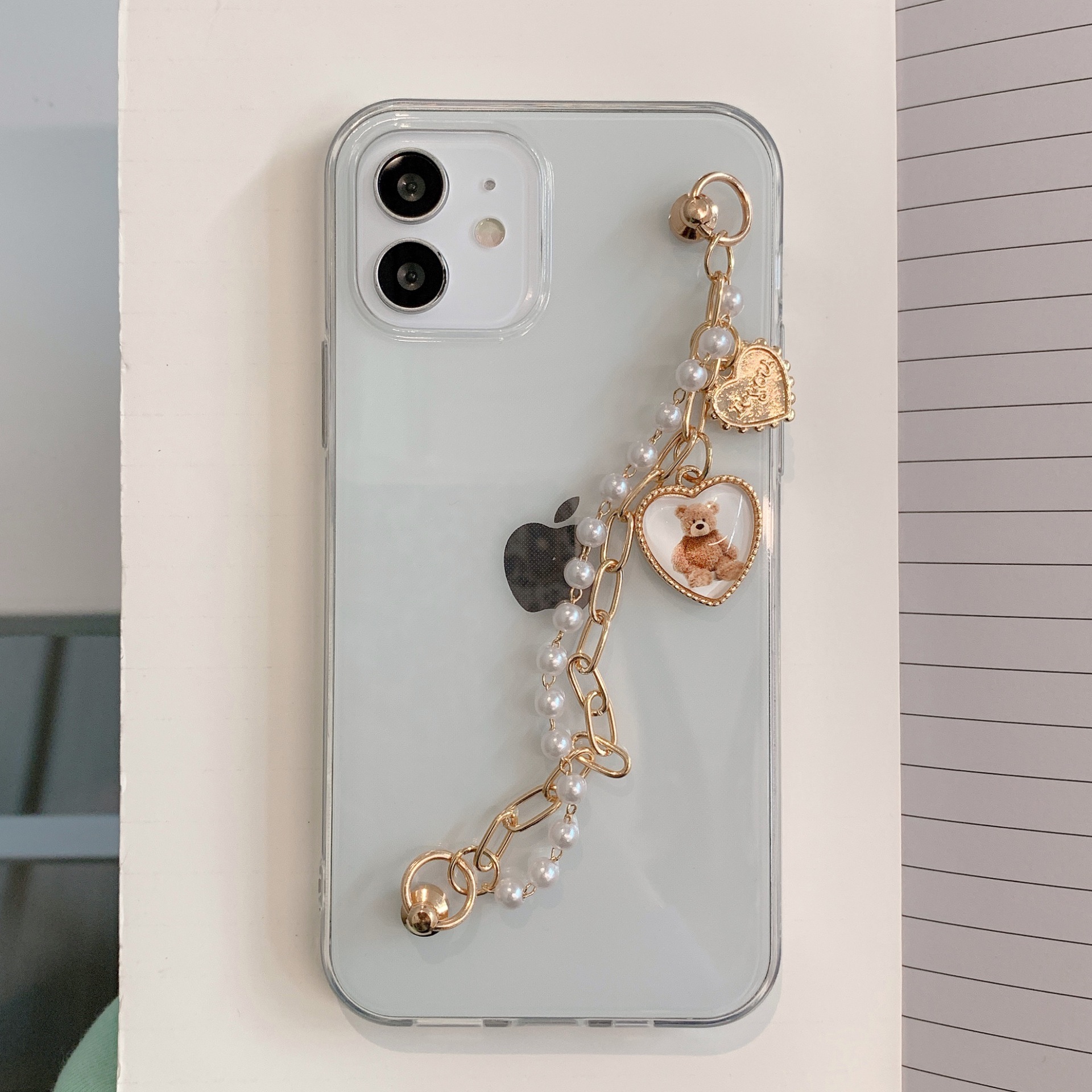 Original New IPhone 11 Case Apple 12pro Hanfeng Ins Protective Case Love Bear Bracelet Vỏ, Bao & Ốp Lưng