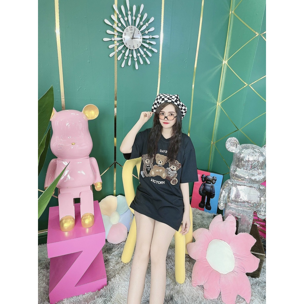 Áo Thun Hình Thêu Nổi Hình Gấu Victory Quảng Châu Cao Cấp - AT4