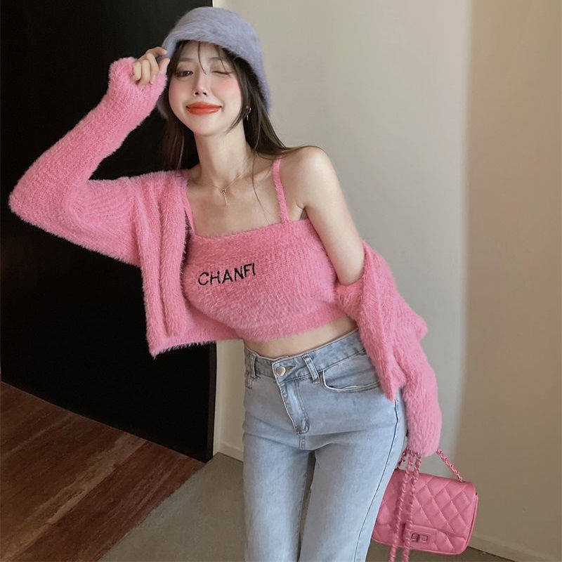 Áo khoác nữ croptop cardigan M.a Haoyao đầu mùa thu Hàn Quốc của chiếc áo len dài tay mỏng Slim