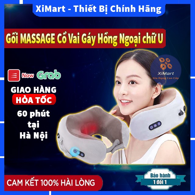 [BẢN MỚI NHẤT] Gối Massage Hồng Ngoại U-Shaped - Máy Matxa cổ vai gáy giảm đau nhức ngay trong 15p BH 1 đổi 1 - XiMart