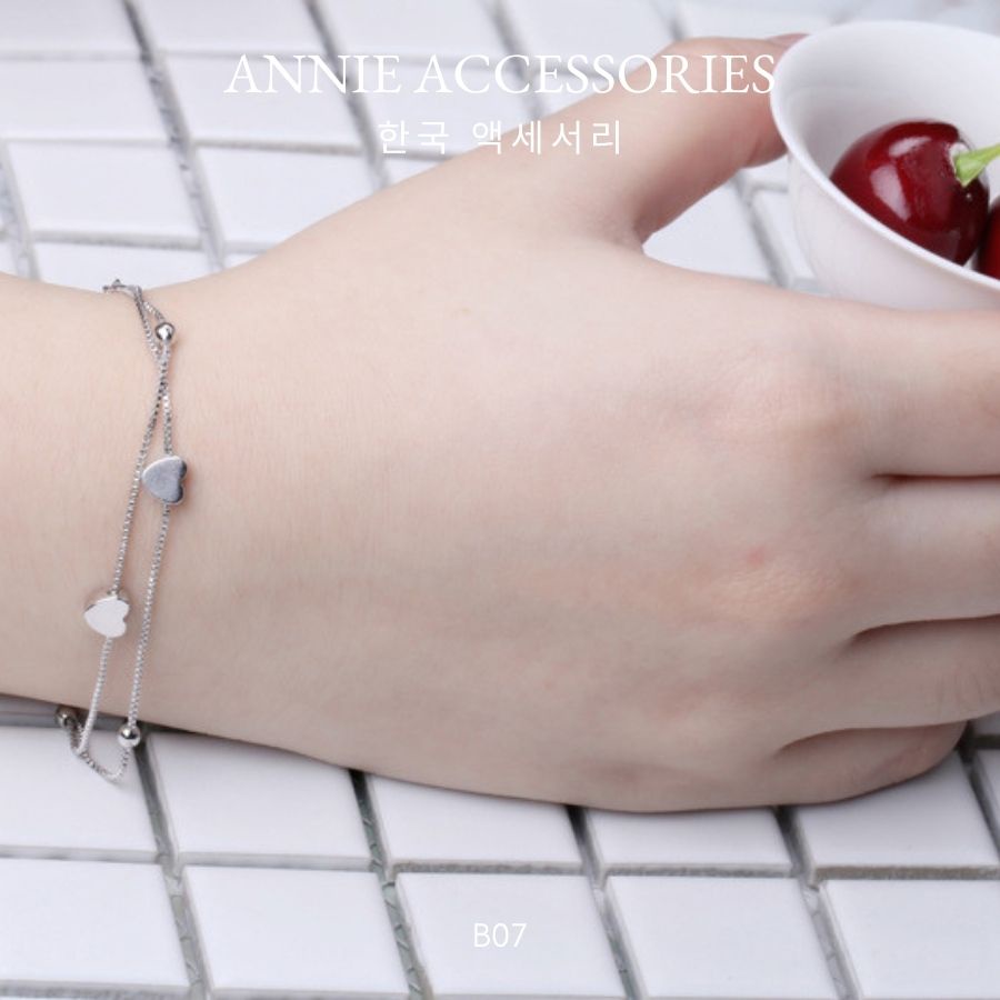 Vòng tay lắc tay hình tim bạc nữ tính thời trang dành cho nữ ANNIE - B07