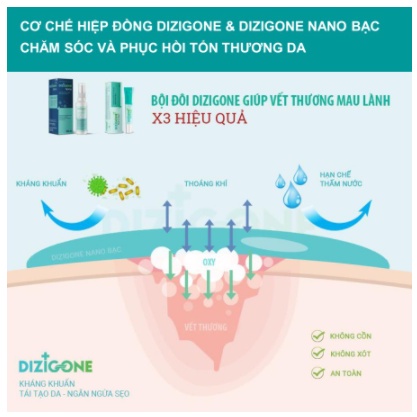 Kem Dizigone nano bạc - Kháng khuẩn, lành vết thương, tái tạo da, ngăn ngừa sẹo