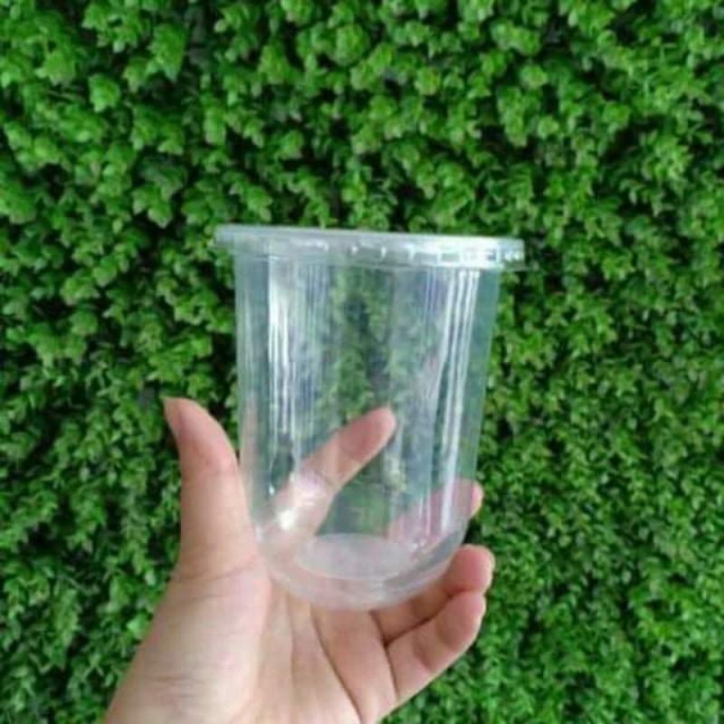 10 cốc nhựa đựng trà sữa kèm nắp