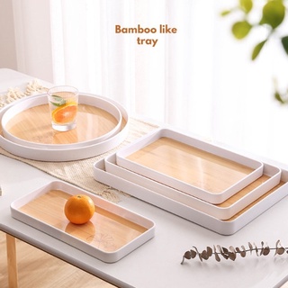 Khay đựng trà bánh hoa quả họa tiết vân gỗ phong cách Nhật KHY02