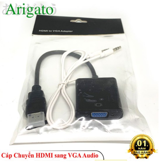 [Mã ELHACE giảm 4% đơn 300K] CÁP CHUYỂN ĐỔI HDMI TO VGA CÓ ÂM THANH ARIGATO Đảm Bảo Chất Lượng