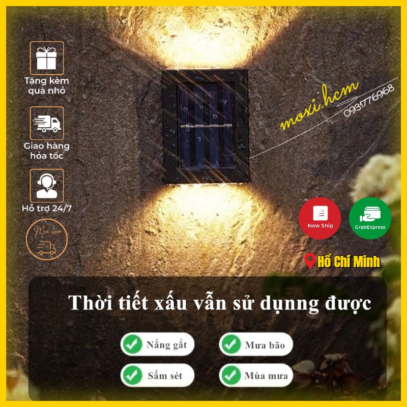 【LOẠI 1】Đèn led gắn tường dùng năng lượng mặt trời chống nước trang trí decor sân vườn , trong nhà ngoài trời MOXI.