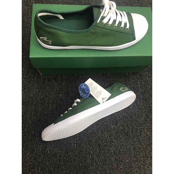 Giày thể thao nữ logo thương hiệu Lacoste cao cấp 1 màu đơn giản