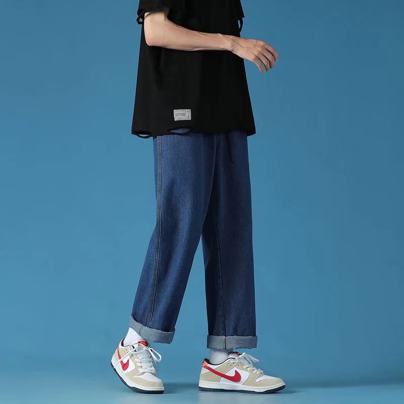 Quần jeans Ống Rộng Lưng Thun Thoải Mái Phong Cách Hip Hop Đường Phố Hàn Quốc Size S-5XL Dành Cho Nam