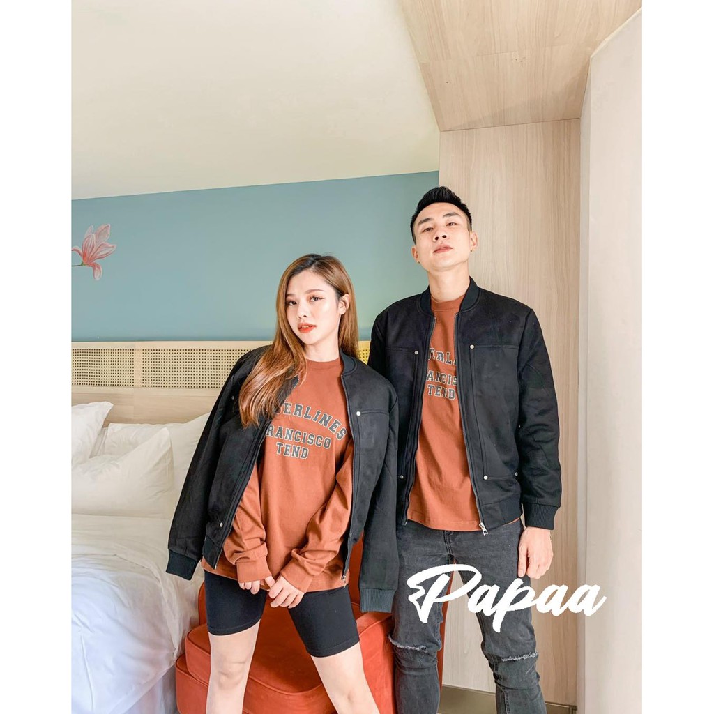 Áo khoác nam nữ Hàn Quốc unisex da lộn túi dài 8803 PAPAA SHOP