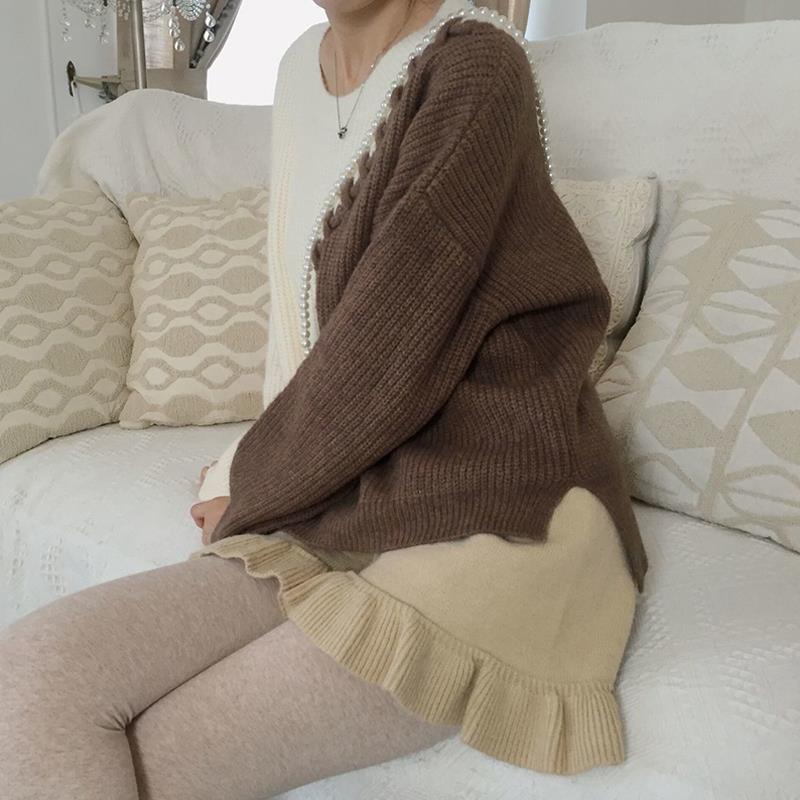 [LININ] Áo Sweater Dệt Kim Mềm Mại Màu Xanh Dương Phong Cách Mới Thanh Lịch Cho Nữ