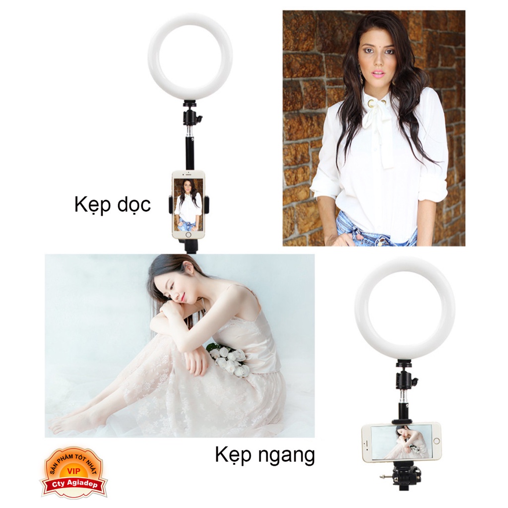 Gậy Tripod Đèn LED 3 Màu Kẹp 4 điện thoại Quay phim chụp ảnh Livestream - 190cm