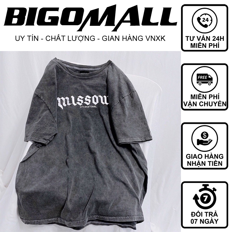 Áo thun tay lỡ MISSOUT loang Streetwear BIGOMALL - Áo phông nam nữ unisex hàn quốc ulzzang freeisize form rộng 65kg