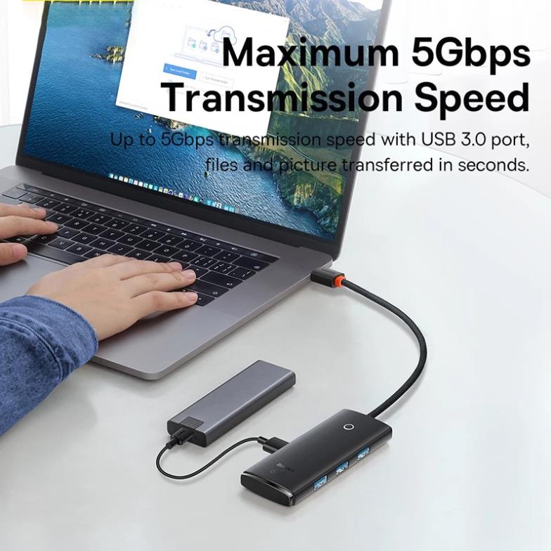 Bộ chia cổng Baseus USB 3.0 thiết kế 4 trong 1 thích hợp cho MacBook Pro Air Huawei Mate 30_TOPBUY24HMall