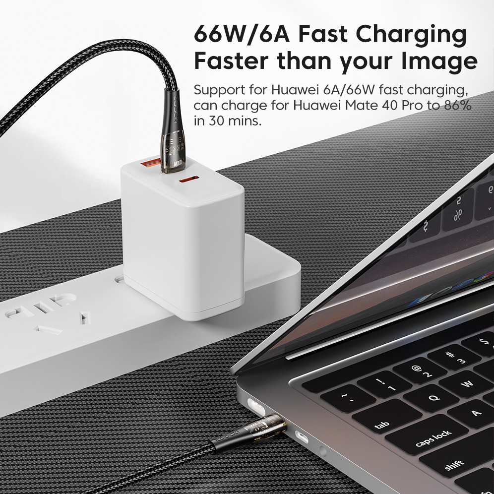 Cáp sạc nhanh TWITCH 6A USB Type C 66W cao cấp chuyên dụng