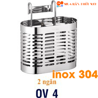 Ống đũa inox 2 ngăn liền OV 4, Cam kết inox 304 chuẩn