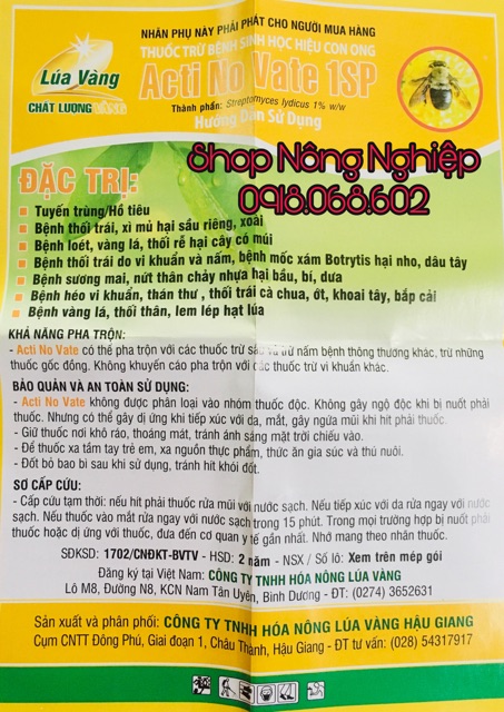 Thuốc Trừ Vi Khuẩn Sinh Học Actinovate 1SP 10gr
