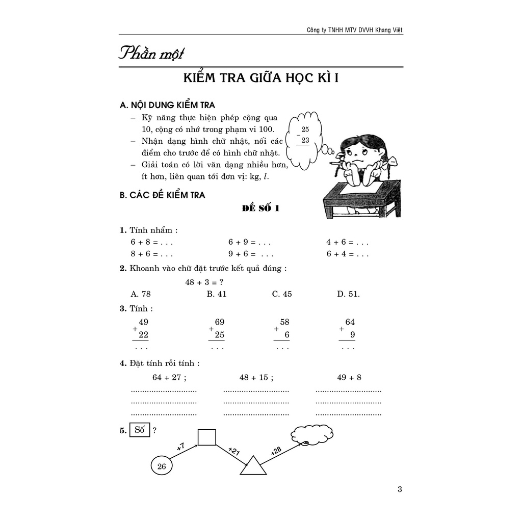 Sách - 100 Đề Kiểm Tra Toán Lớp 2 (Biên Soạn Theo Chương Trình Mới Của Bộ Giáo Dục)