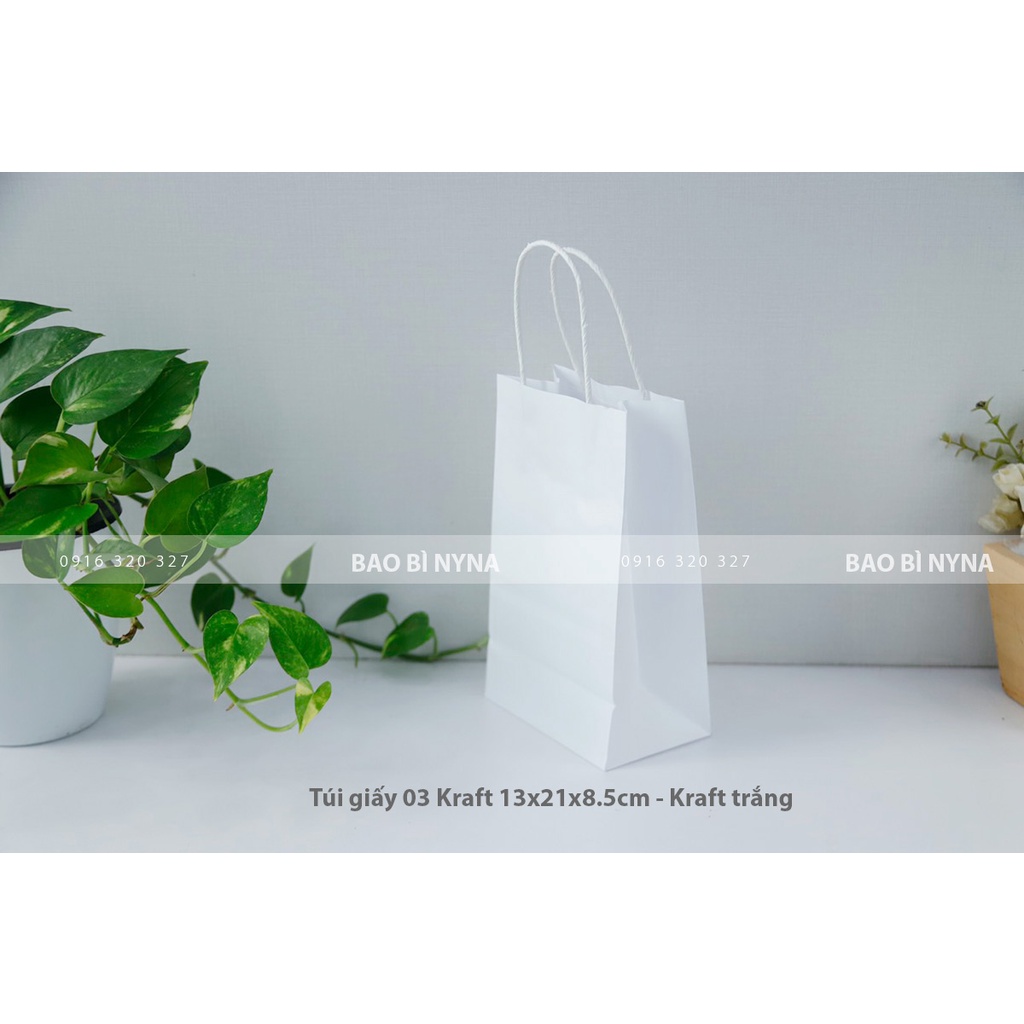 Túi giấy 03 Kraft 13x21x8.5cm - Kraft trắng
