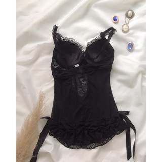 Áo corset ren đen 2hand(70C)