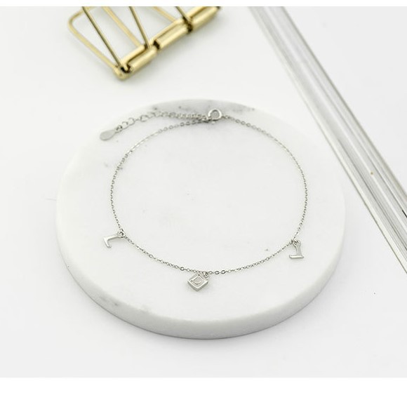 Lắc Chân Bạc Nữ Đính Chữ L- D, Bạc Ý S925 Cao Cấp LC1768 -Bảo Ngọc Jewelry