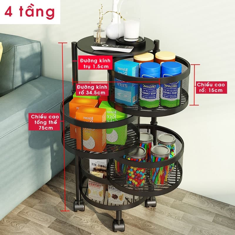 Kệ Đa Năng Để Đồ, Giá Tròn Để Rau Củ Nhà Bếp