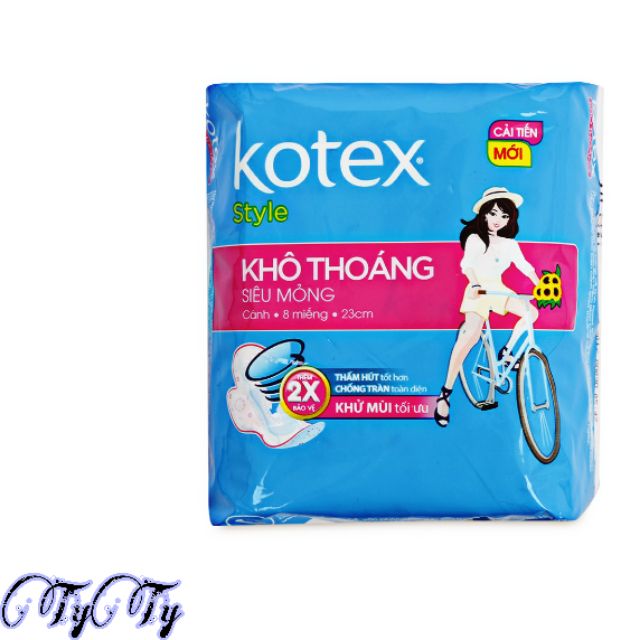Bộ 8 Gói BVS CÓ CÁNH KOTEX STYLE Siêu Mỏng ×2 Bảo Vệ 23cm