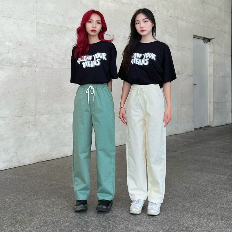 Quần Kaki Ống Rộng Dáng Suông Kaki Nam Nữ Ulzzang