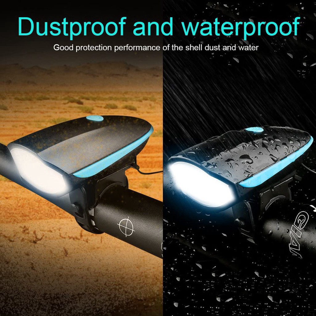Còi Xe Đạp Chống Thấm Nước Tích Hợp Đèn LED Có Thể Sạc Lại Bằng Cổng USBĐèn xe đạp thể thao siêu sáng