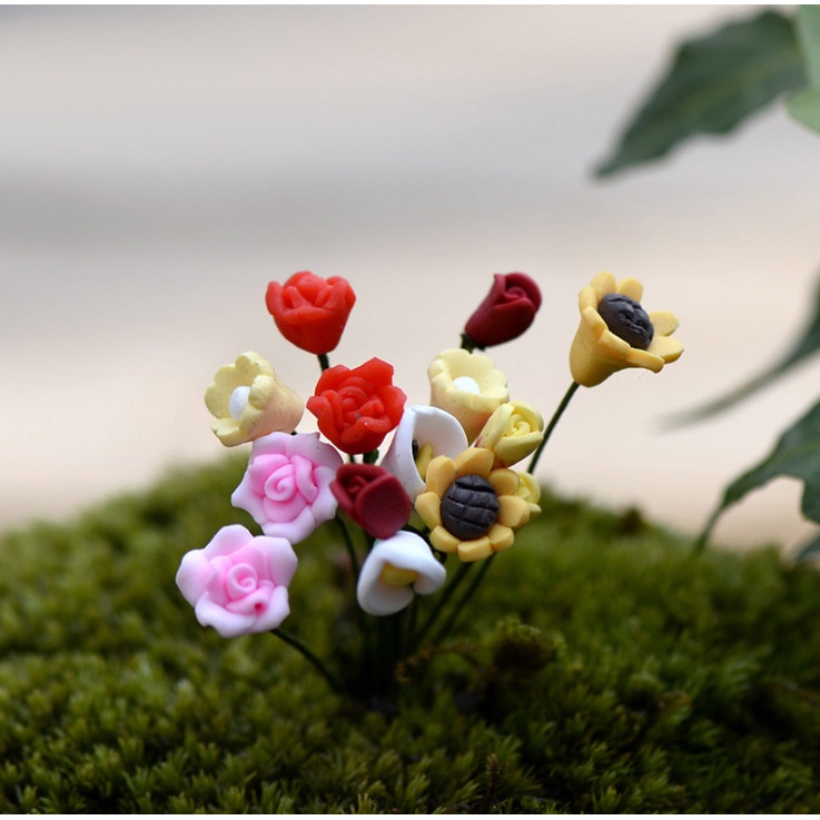 Mô hình hoa nhỏ trang trí tiểu cảnh, terrarium