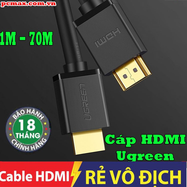 Cáp HDMI UGREEN 1m 2m 3m 5m 10m 15m 2m 30m HD104 hỗ trợ 3D, full HD 1080p - Hàng Chính Hãng