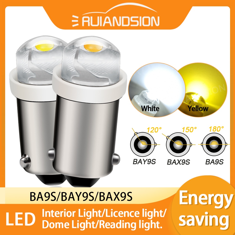 2 Chiếc Ruiandsion BA9S T4W BAX9S H6W BAY9S H21W 6V 12V Bóng Đèn LED Trắng Vàng Cho Đèn Đọc Sách Nội