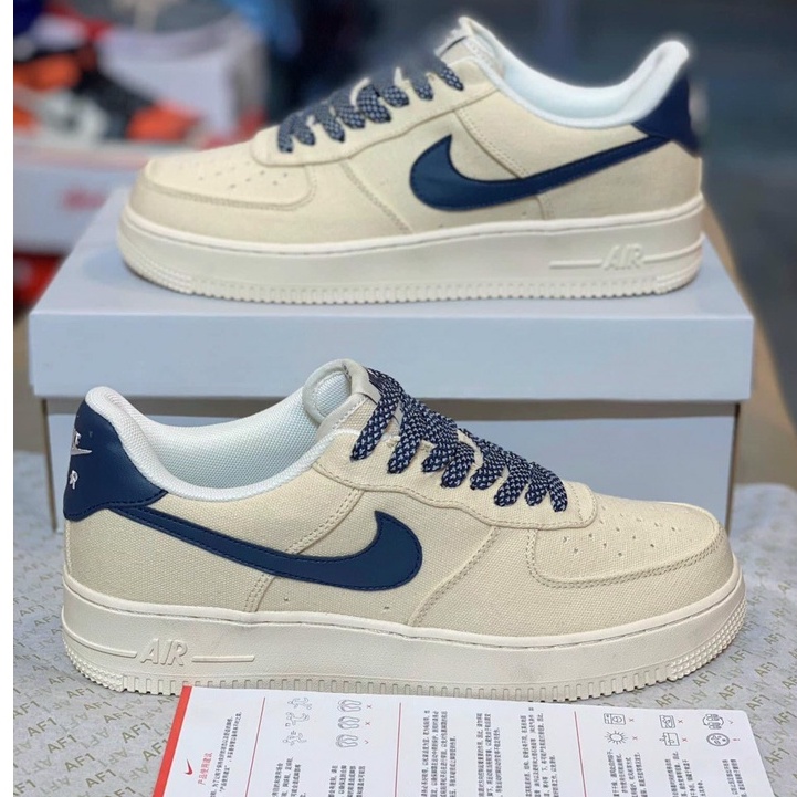 Giày af1 canvas, giày thể thao nam nữ vệt xanh than vải canvas đế vàng chuẩn bản trung