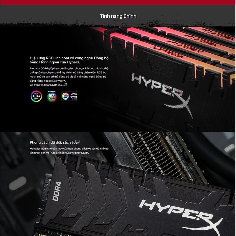 RAM Kingston HyperX Predator 16GB (2x8GB) DDR4 3200MHz RGB - Bảo hành chính hãng 3 năm