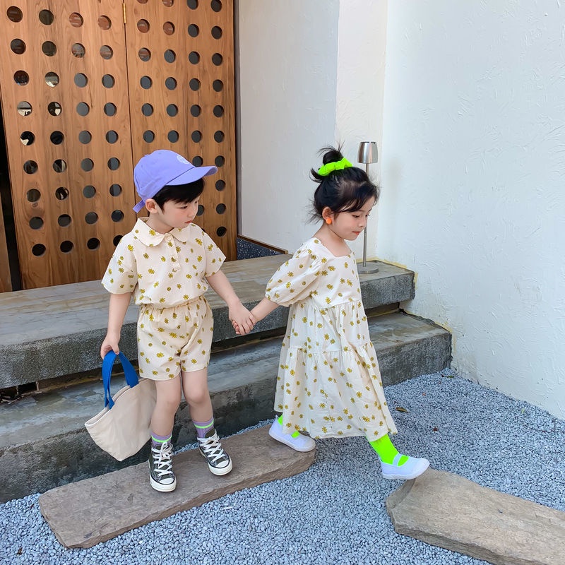 Bộ Đầm Cotton In Hoa Phong Cách Nhật Bản Hàn Quốc Thời Trang Mùa Hè 2022 Cho Bé Gái
