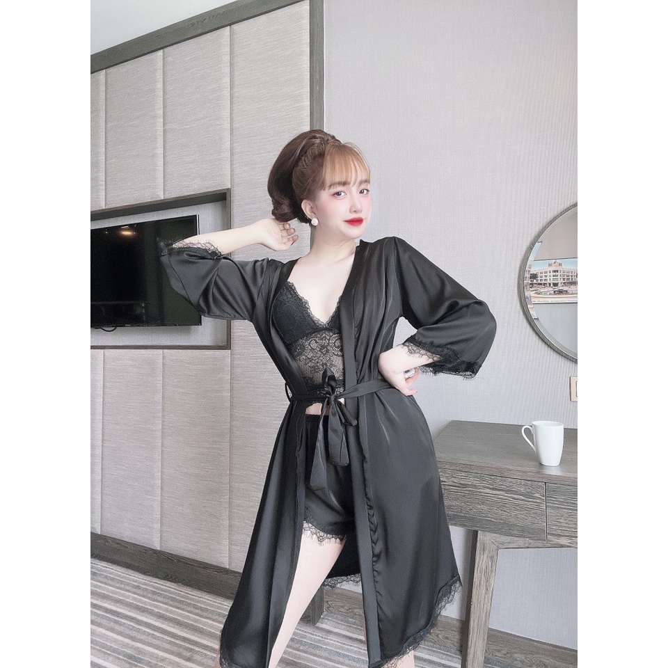 Set choàng sexy quần đùi 3 món có mút ngực - QĐ301