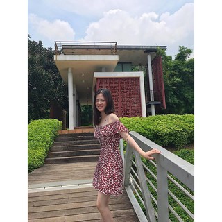 Đầm trễ vai hoa nhí