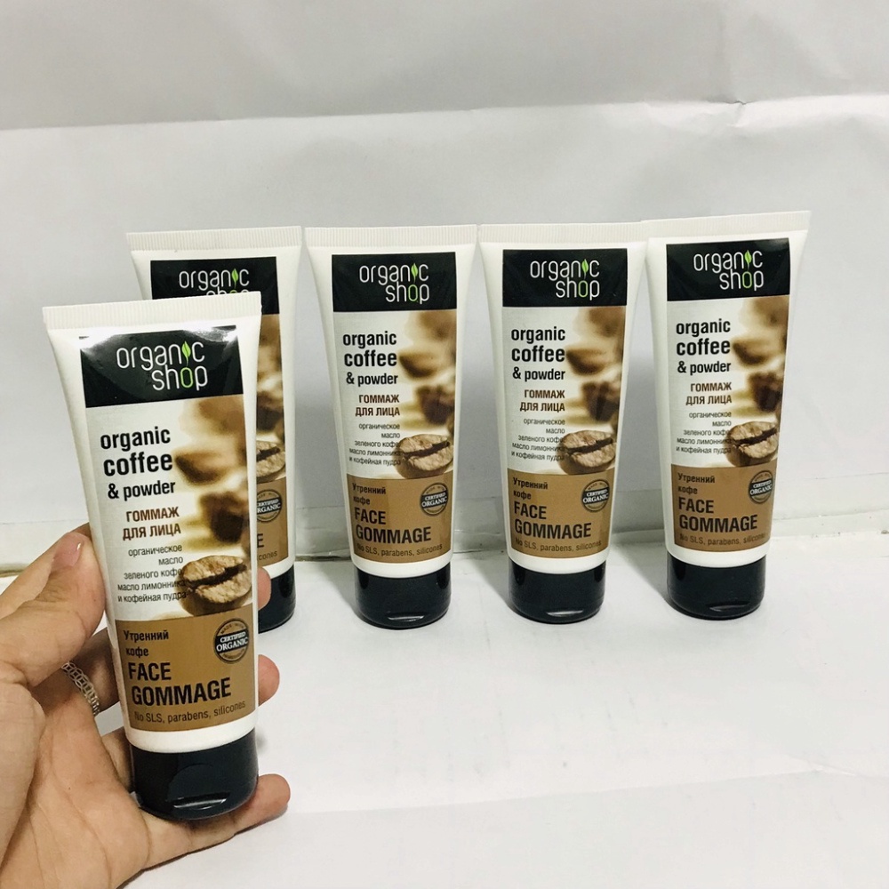 Tuýp Kem tẩy tế bào chết toàn thân cà phê Organic Shop 75ml