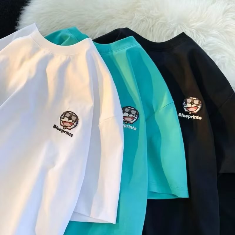 Áo Thun Tay Ngắn Dáng Rộng Mềm Mại Thoải Mái In Họa Tiết Hoạt Hình Cho Nam