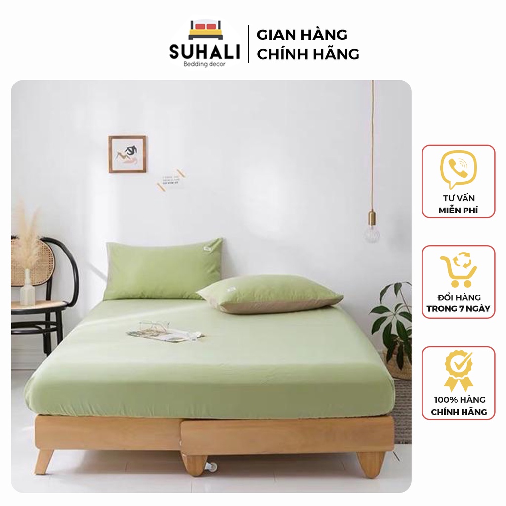 Bộ ga giường vỏ gối cotton tici SUHALI đủ kích thước trải nệm 1m2, 1m4, 1m6, 1m8, 2m (không gồm chăn) cực đẹp